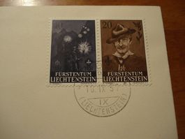 Liechtenstein FDC 1957, Z-Druck Pfadfinder, nicht gelaufen