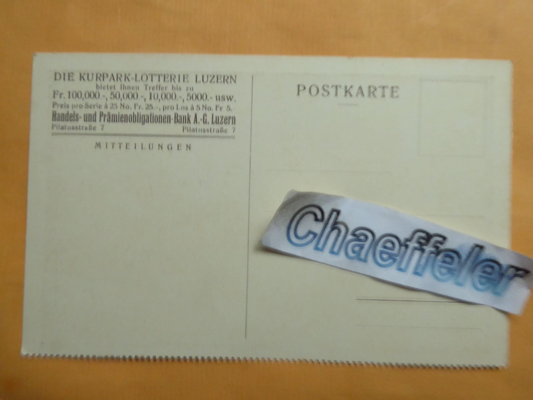 Cartoline postali: Die Kurpark-Lotterie Luzern – Nuovo (secondo la descrizione) da Zürich venduto da Chaeffeler 1