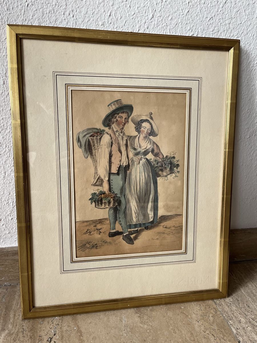 Tableaux: Trachtenbild Aquarell um 1800 – D'occasion à Brig par Benedict6