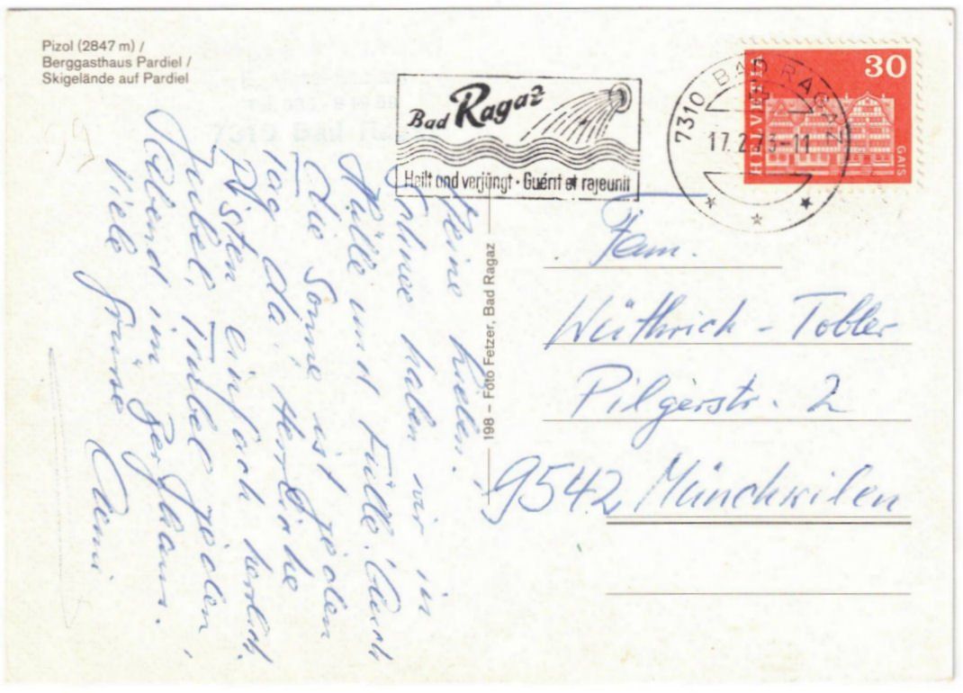 Cartoline postali: Bad Ragaz - 4 Bild AK Pardiel – Usato da Binningen venduto da Mountainrider 1