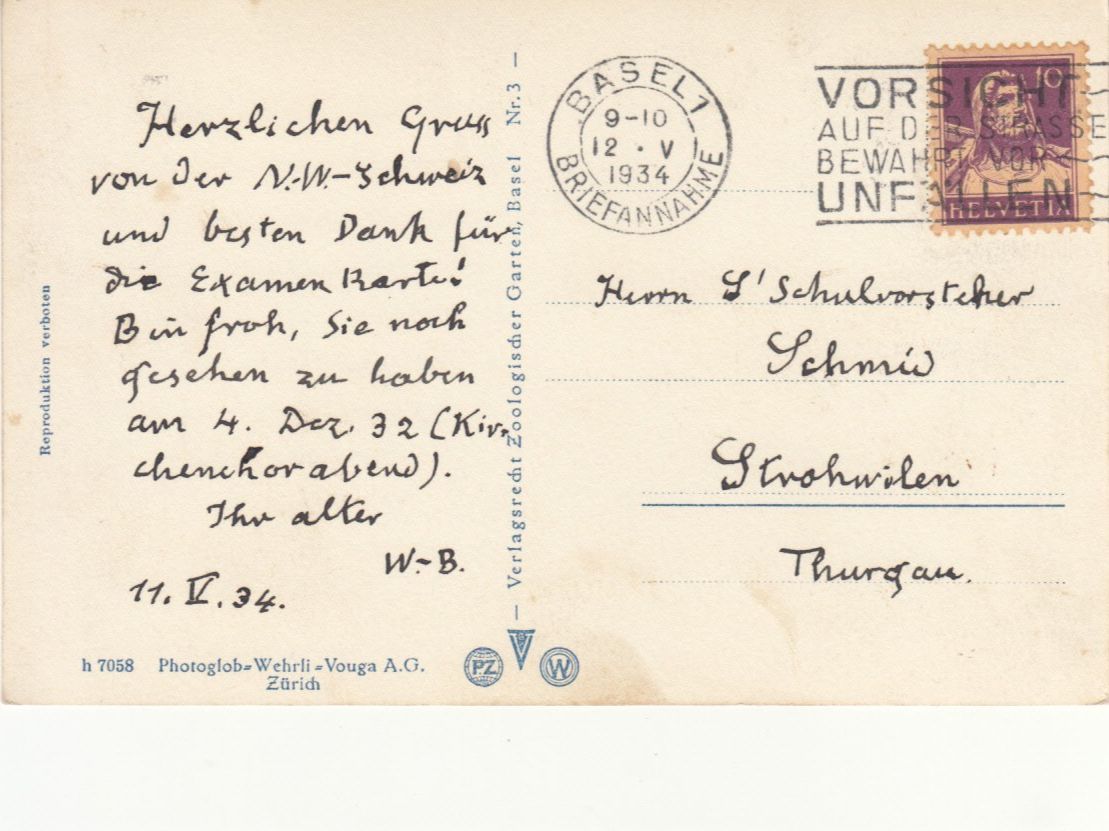 Cartoline postali: Basel Zolli Flamingos 1934 – Usato da Bürglen TG venduto da StampGraf 1