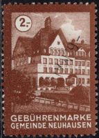 2 Fr. Fiskalmarke der Gemeinde NEUHAUSEN - dunkelbraun