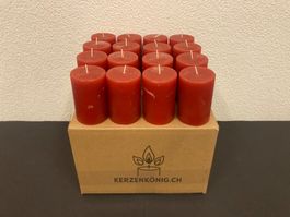 Kerzen Sparpaket mit 16 Kerzen a je 10 x 6,5 cm, rot Raureif
