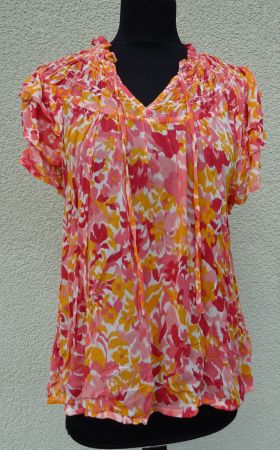 Part Two Copenhagen Top Bluse rosa orange weiss Gr 38