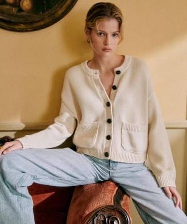 Sézane Cardigan, Größe XS/S, aus 100 % Baumwolle