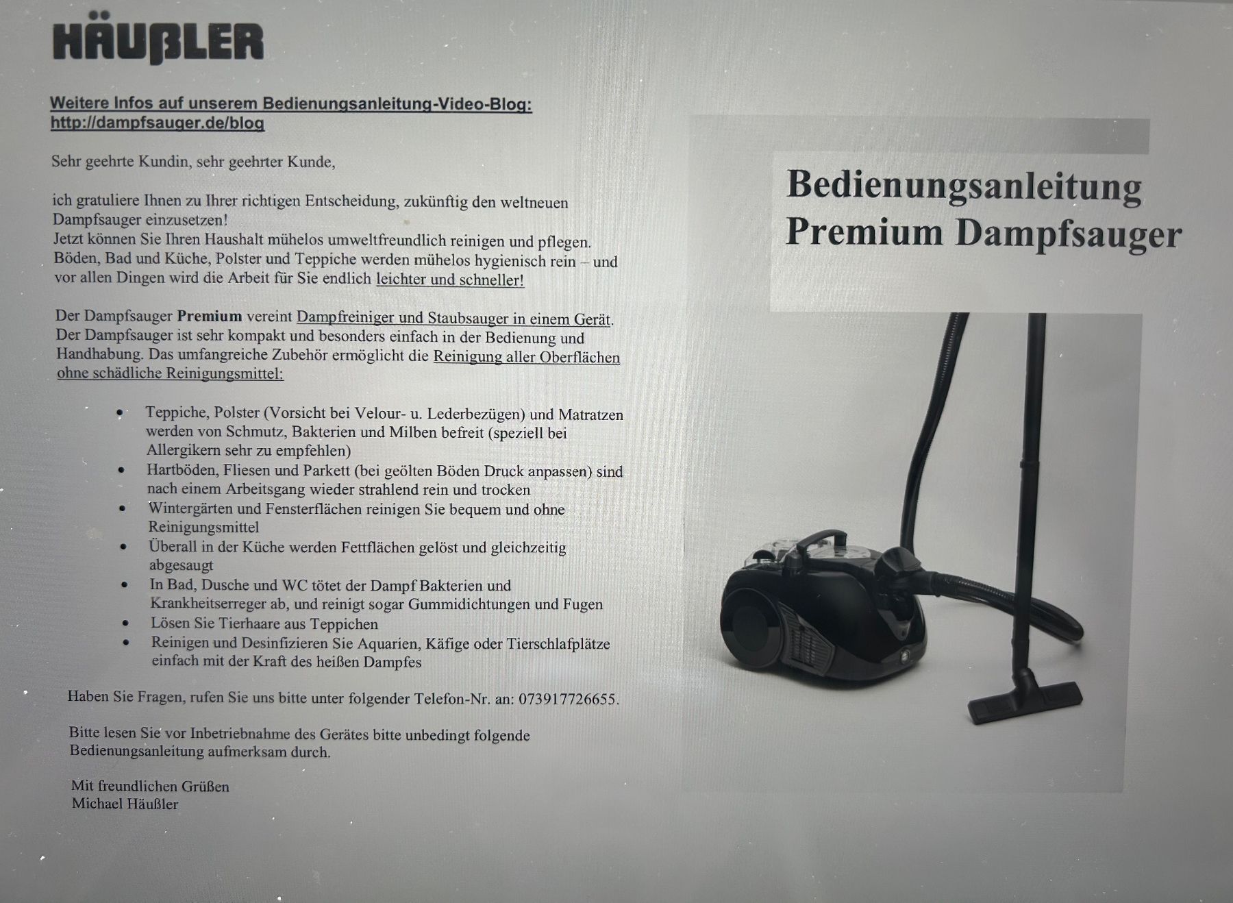Nettoyeurs à vapeur: Häussler Premium Dampfsauger 9 bar – Neuf (Voir description) à Adligenswil par saemi015