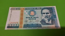 Peruanische Banknote: 10'000 Intis - Seltenes 1988