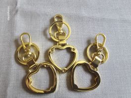 DIY Bastelset Schlüsselanhänger Herz Goldfarben 3 Stk. Neu 