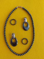 Hämatit Halskette & Ohrstecker & 2 Stück Fingerringe