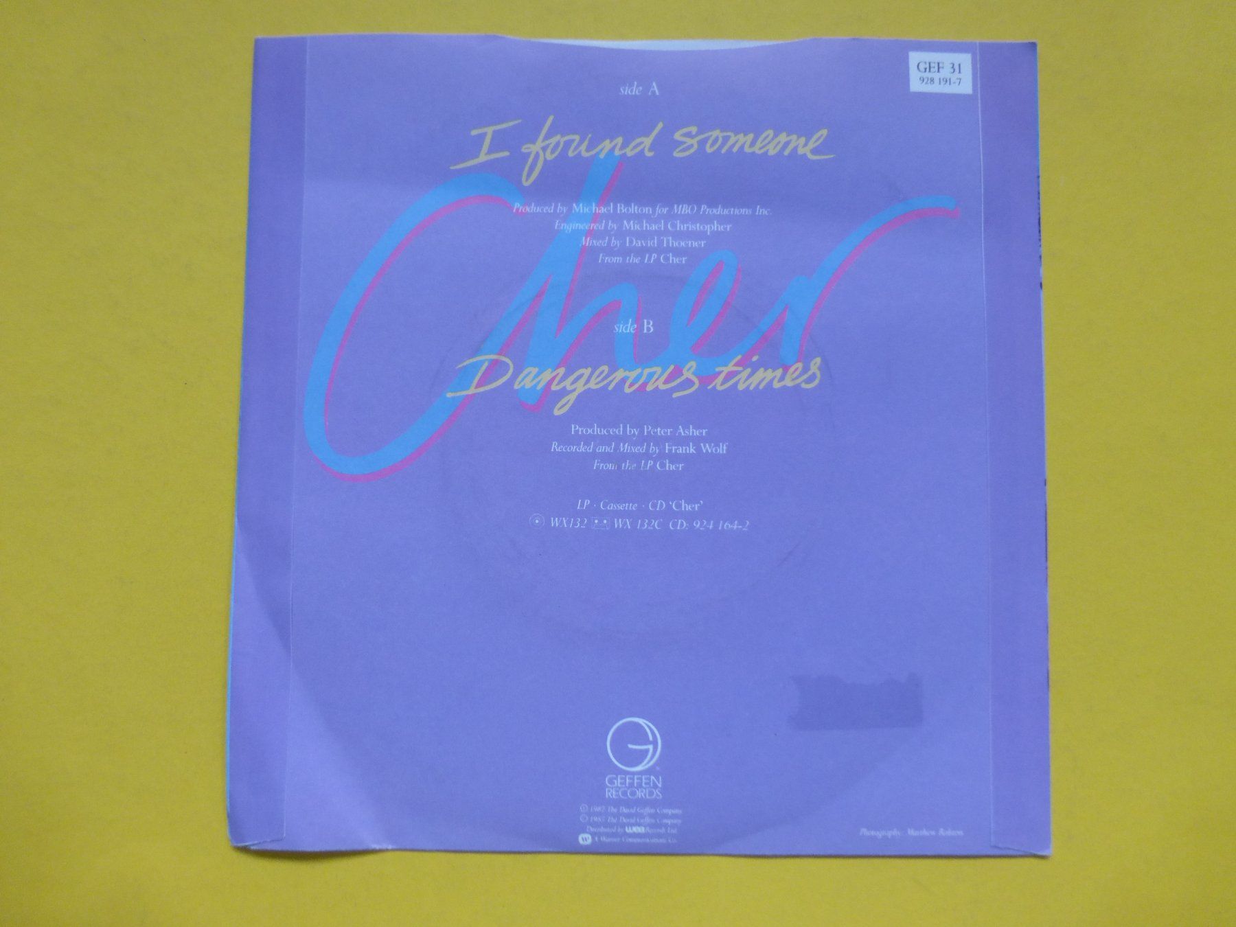 Vinyles: Cher – I Found Someone – D'occasion à Zürich par Swiss57 1