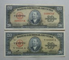 Cuba ++ 2x 20 Pesos 1949 und 1960
