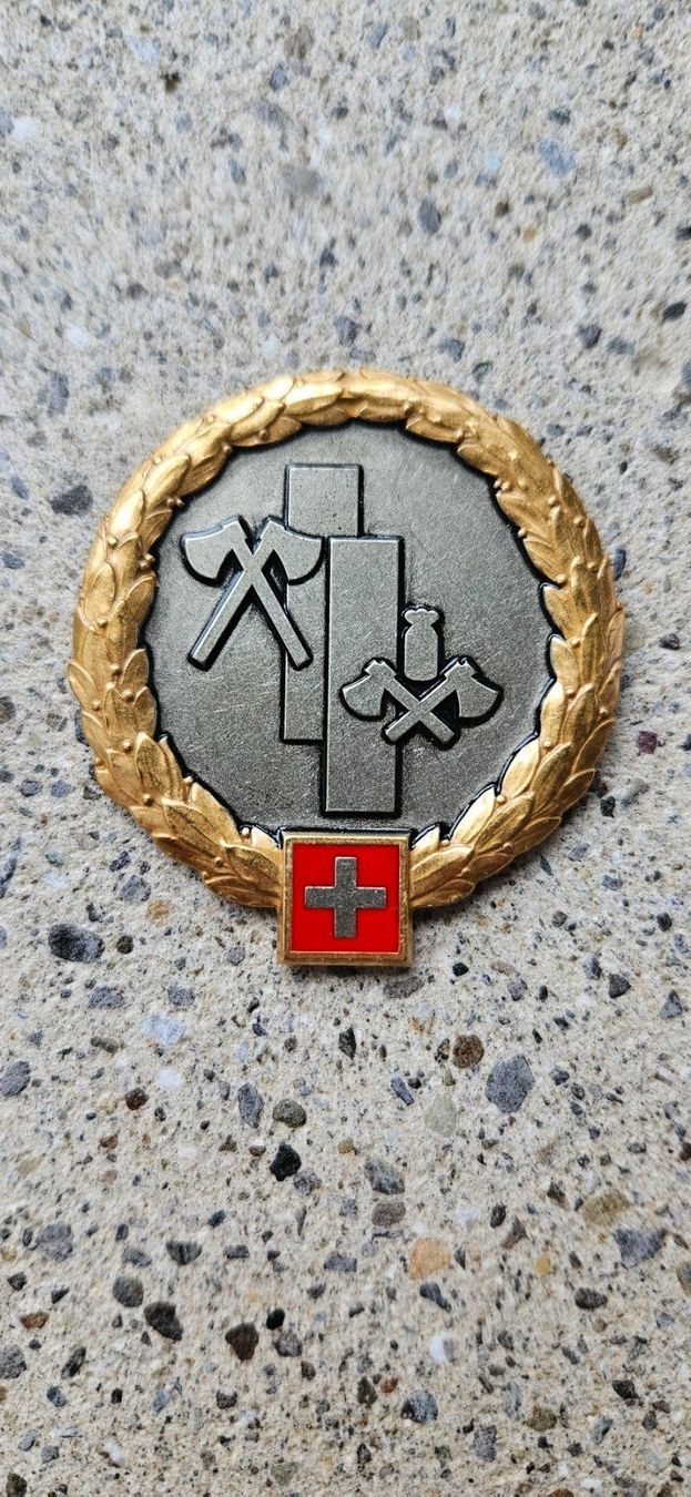 Schweizer Armee Plaketten & Abzeichen:  *** Beretemblem Gold Offizier Schweizer Armee ***  – Gebraucht aus Riedholz von fr_sIruP