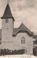 Lutry (VD) – Kirchturm und Kirchenportal