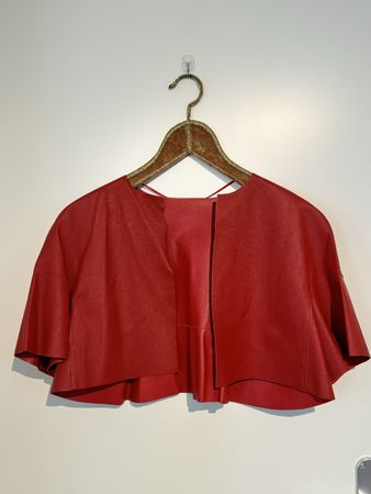 Red Leather Bolero Jacket, Elegant, Modern, Chic