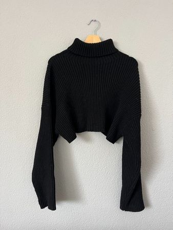 Schwarzer Crop Strickpullover, Size M