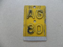 Mofa Töffli Nummer AG 80 Aargau 1980 Nr.