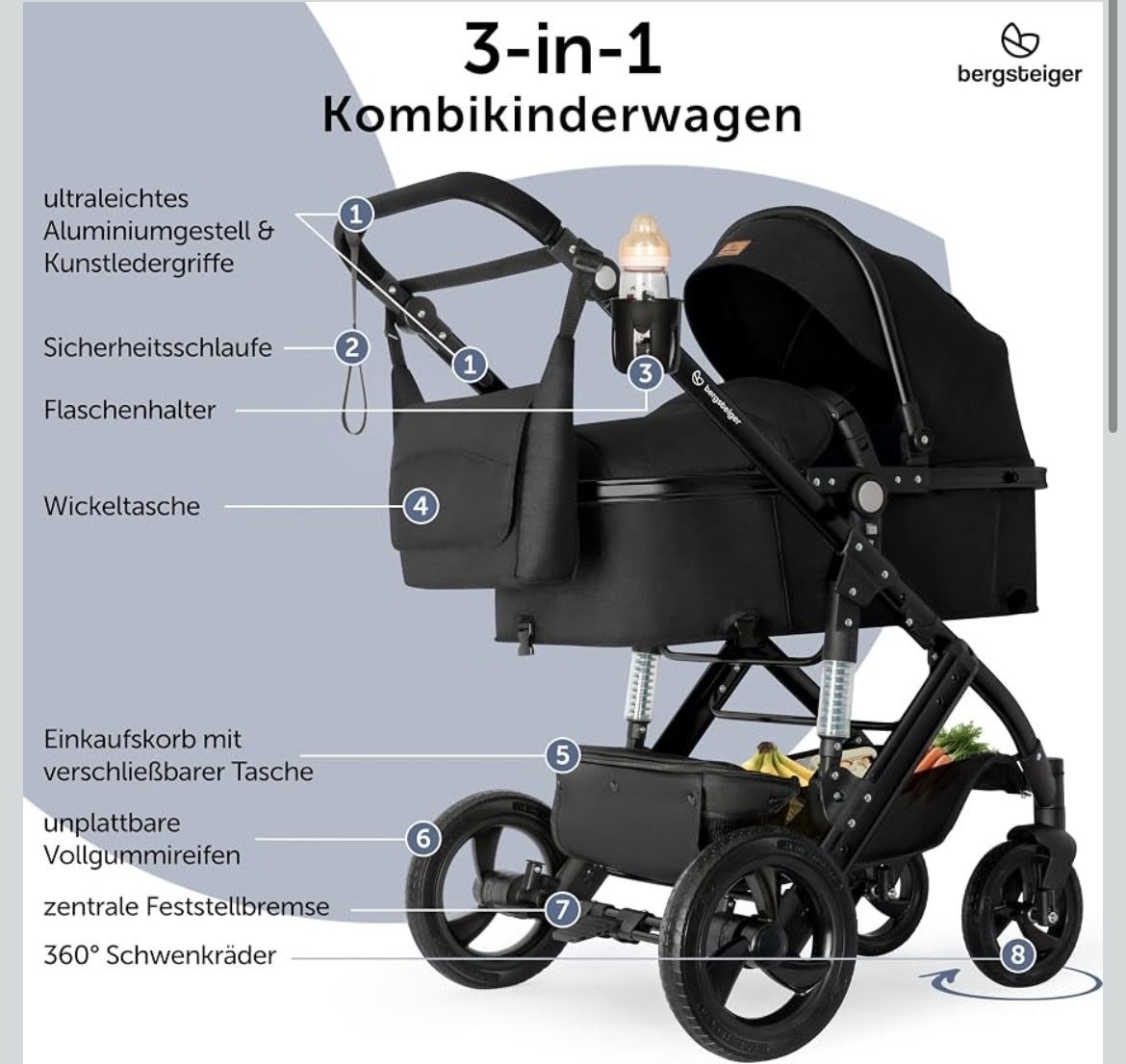 Poussette: Bergsteiger Kinderwagen Nizza – D'occasion à Zürich par janine_stalder 3