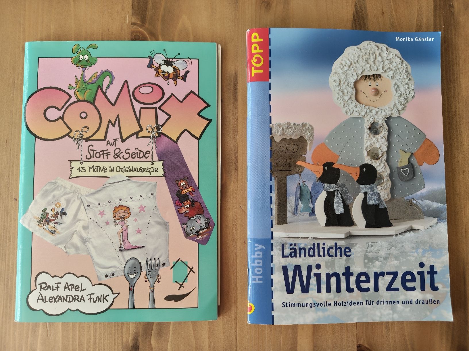 Libri: 2 Bastelbücher: Comix auf Stoff & Seide, Winterzeit – Usato da Flawil venduto da minggeli83