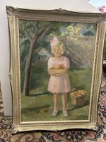 Dora Lautersburg Gemälde, 1946, Mädchen mit Äpfel.