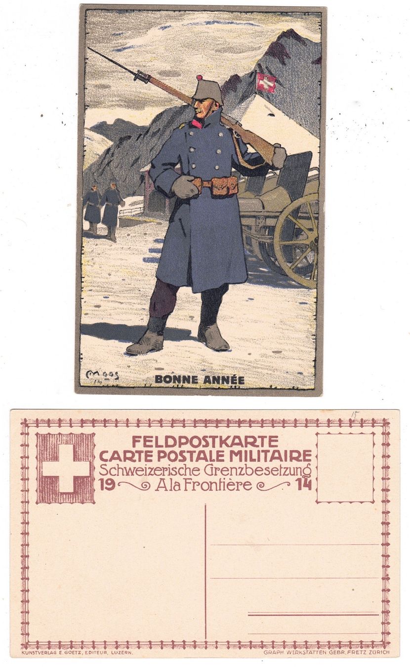 Ansichtskarten: Militaire, 1914 A la Frontière – Gebraucht aus La Tour-de-Peilz von amjust