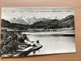 AK Am Ägerisee, Blick in die Hochalpen