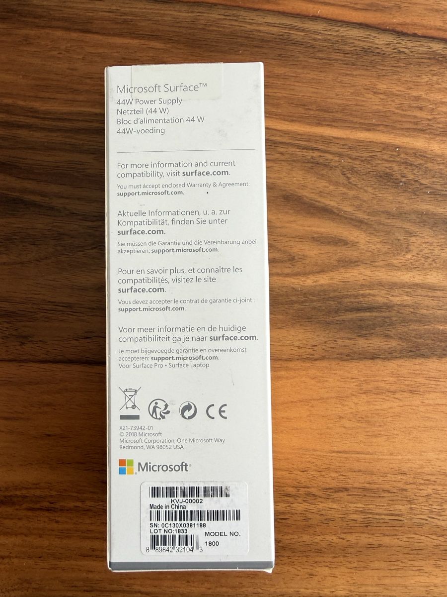 Microsoft Caricabatterie: Microsoft Surface 44W Power / Supply Netzteil – Nuovo e nell'imballaggio originale da Boll venduto da jun_x5bx 1