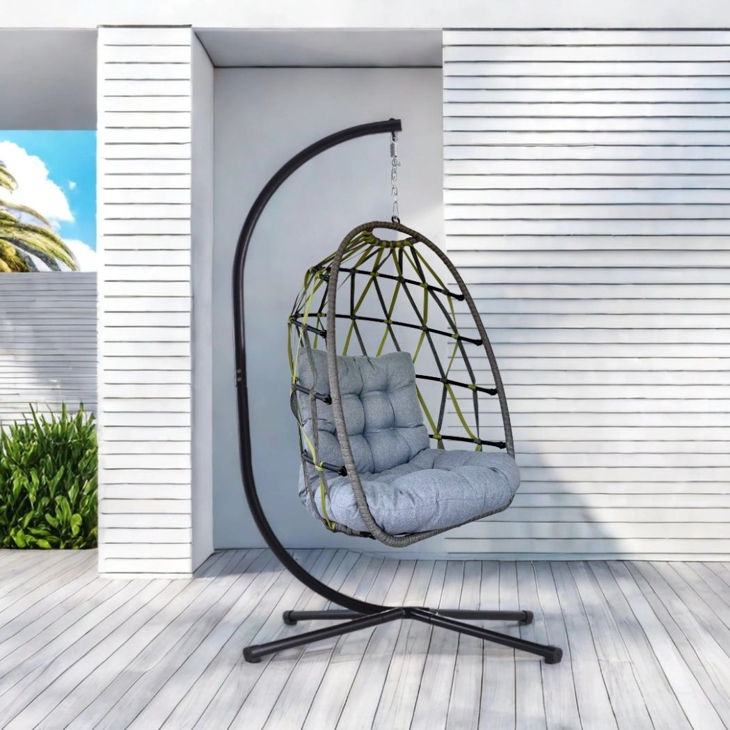 Gartenhängesitze: Hängesessel Diamond-Band Grau/Grün – Neu und originalverpackt aus Ermatingen von MyHappyHome 2