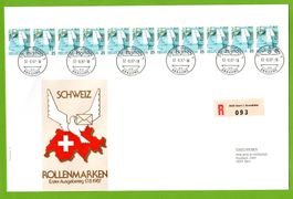 1987 FDC Briefaufbereitung 11er Streifen Grossbr. SBK 100.--