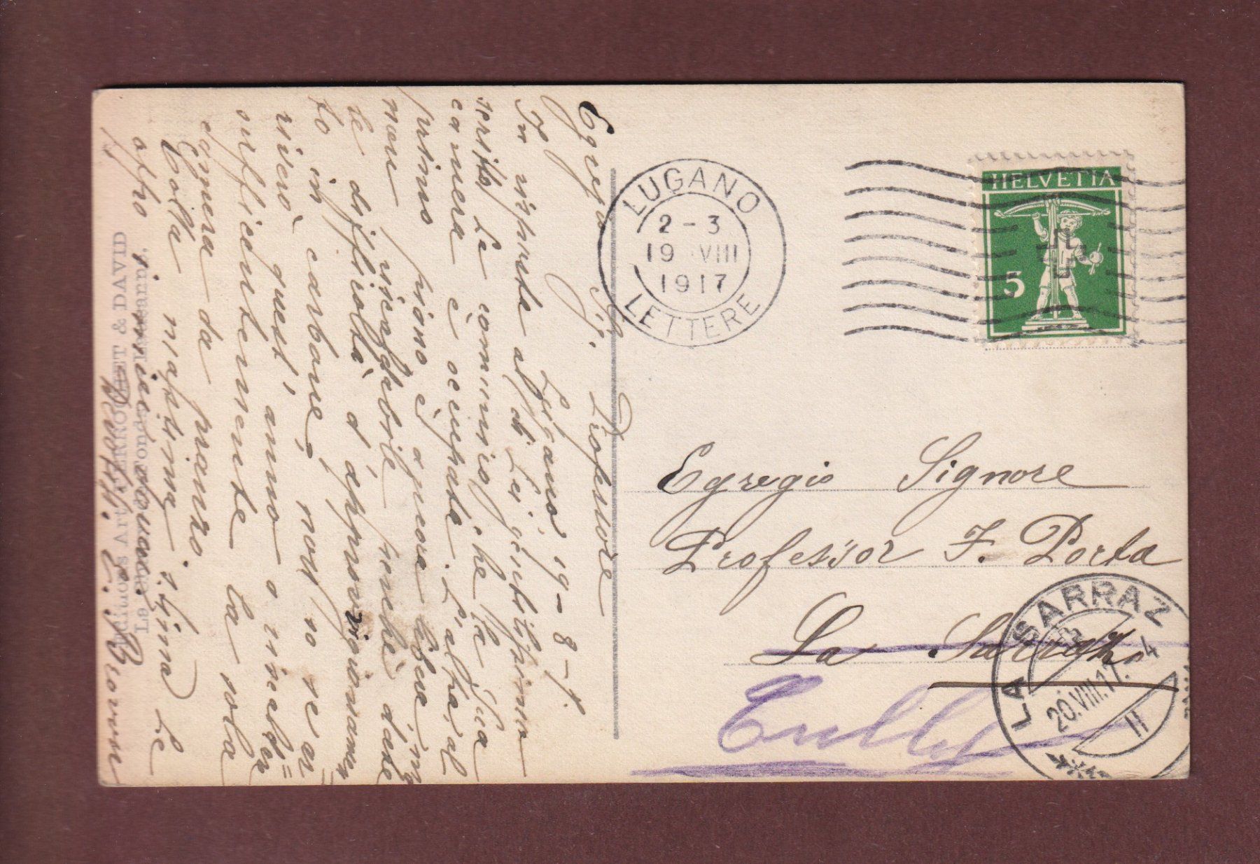 Ansichtskarten: MORCOTE - Cimitero - 1917 – Gebraucht aus Pully von nicecards-shop 1