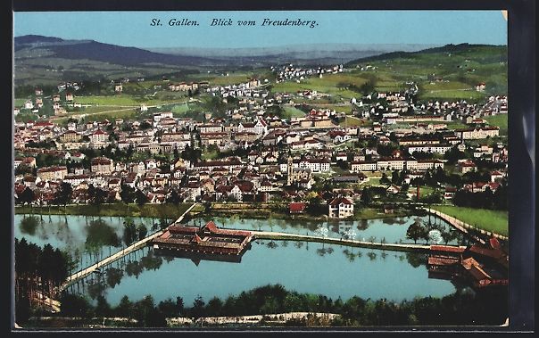 Cartoline postali: AK St. Gallen, Blick vom Freudenberg – Usato da Berlin venduto da bartko-reher