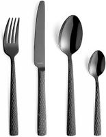 Top BESTECK SET 6 PERS. 24TEILIG SCHWARZ GEHÄMMERTER GRIFF