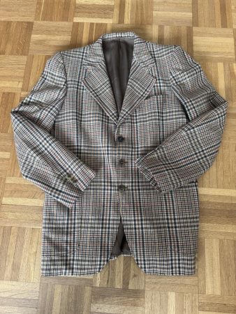 Vintage Oversized Woll-Blazer olivgrün, braun, ocker
