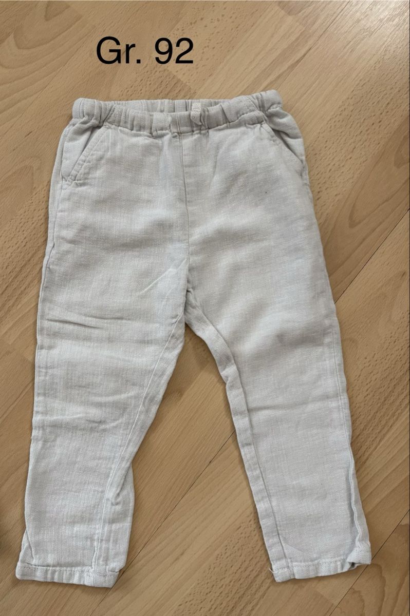 Pantaloni: Kinderhose Leinenoptik hellbeige/weiss, Gr. 92 – Usato da Meisterschwanden venduto da beauty26.