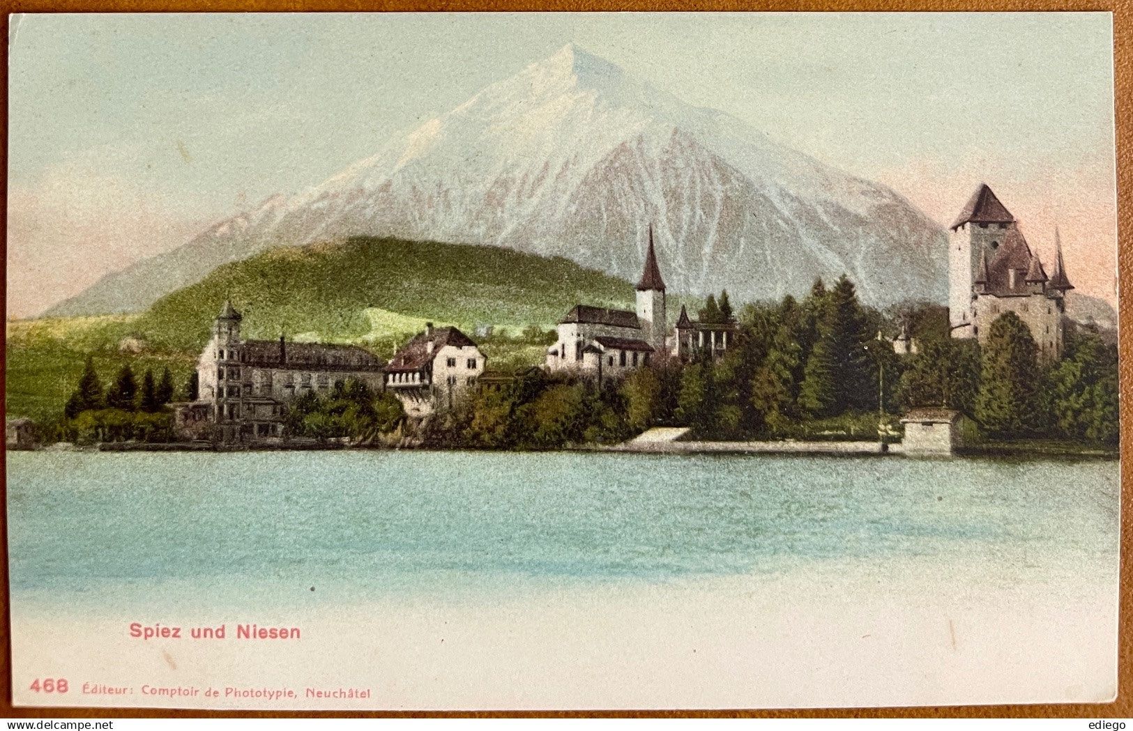 Cartoline postali: Spiez mit Niesen - AK – Usato da Lutry venduto da Ediego