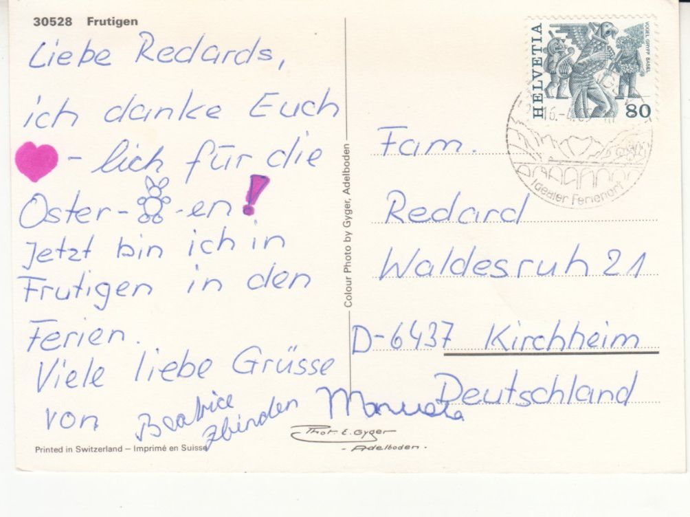 Cartoline postali: Frutigen 1985 – Usato da Bürglen TG venduto da StampGraf 1