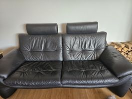 Echt Leder Sofa Schwarz