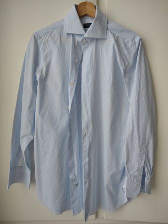 Light Blue and White Finamore Cotton Shirt 40