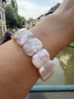 Sakura Achat Armband  Rosa – Elastischer Kirschblüten