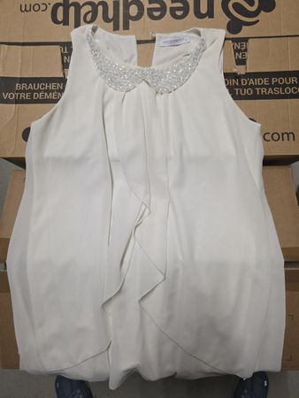 Elegantes Sommer-Kleidchen shirt, Weiss, Gr. 38, Perlen-Krag