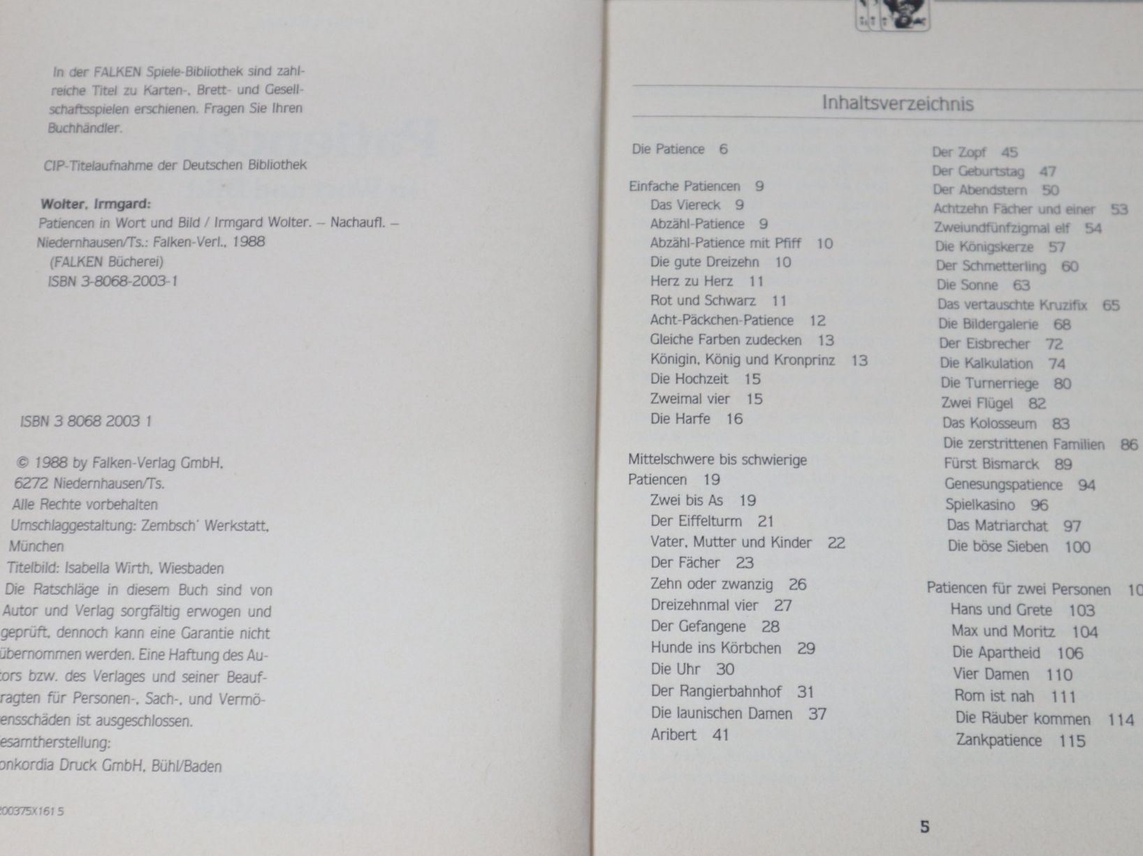 Spiele: Buch Patiencen  in Wort und Bild – Gebraucht aus Eschenbach SG von Astalavista 1