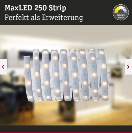 Paulmann Componenti elettronici: Paulmann MaxLED 250 Strip Erweiterung 2.5m Tunable White – Nuovo e nell'imballaggio originale da Bubendorf venduto da Kipfu