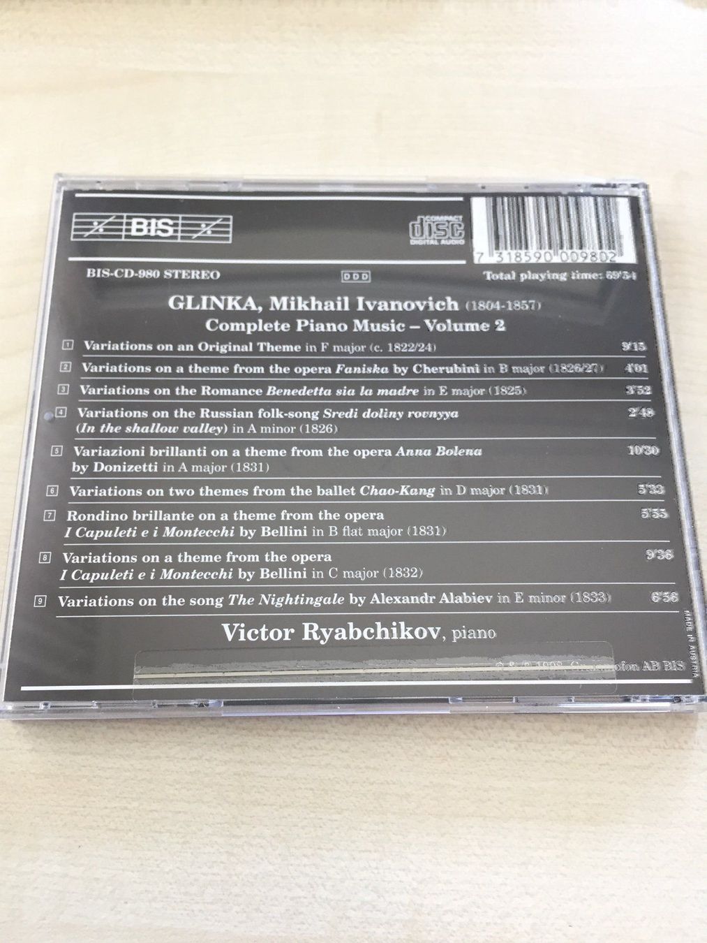 CD: Mikhail Glinka Complete Piano Music Vol2 – Usato da Rüti ZH venduto da alumedien 1
