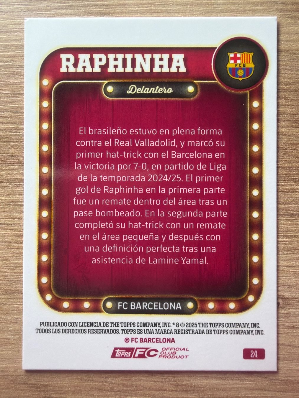 Panini Carte collezionabili: Soccer Raphinha Letter Topps Team Set 2025 – Usato da Netstal venduto da Clutch79Cardz 1