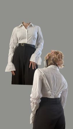 Gestreifte Weisse Bluse mit Corsett detail