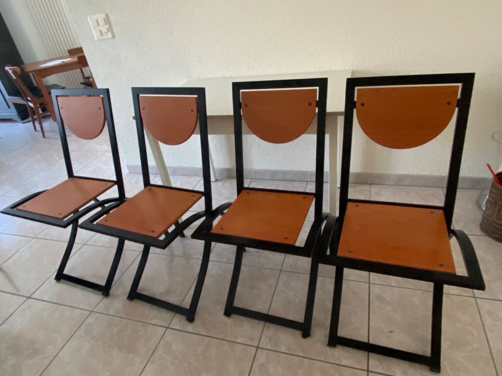 4 Eisenstühle mit Holz Kaufen auf Ricardo
