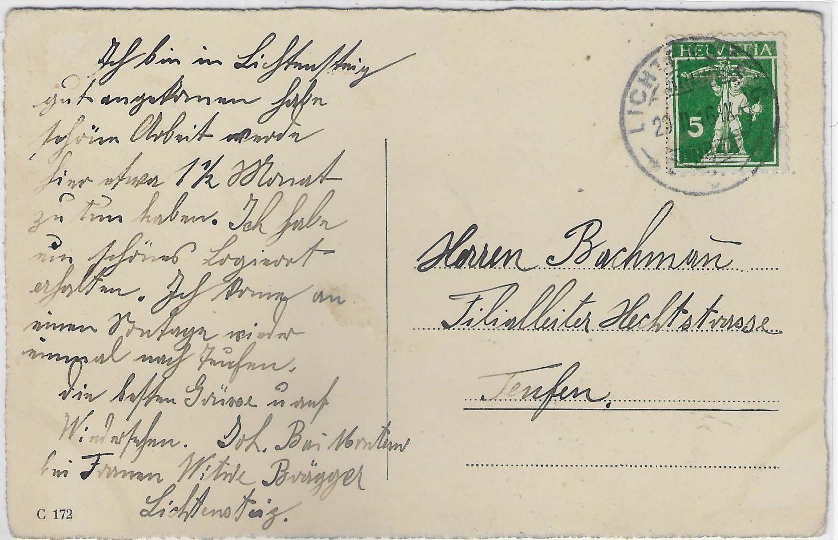 Cartoline postali: Lichtensteig - Untertor - animee belebt – Usato da Ettingen venduto da Kartenplanet 1