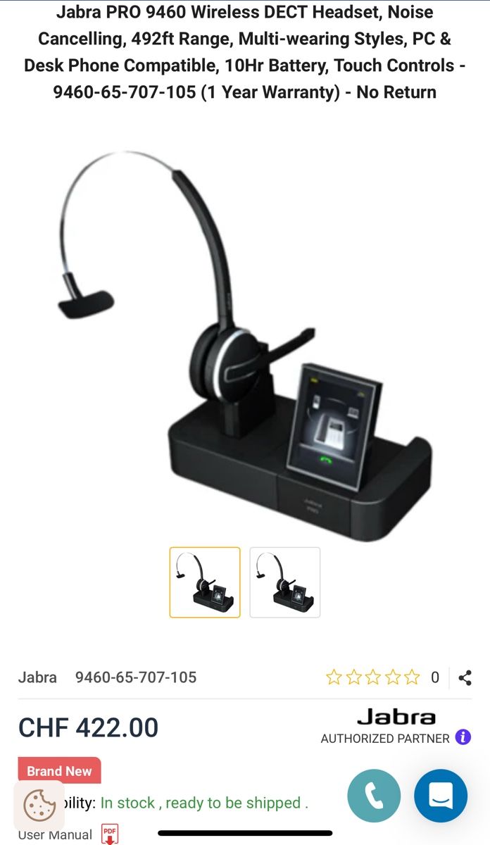 Jabra Cuffie: Jabra Pro 9460 Headset mit Display Digital Wireless – Nuovo (secondo la descrizione) da Zug venduto da MC2CC