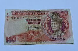Billet 10 Ringgit Malaisie Bank Negara état d'usage