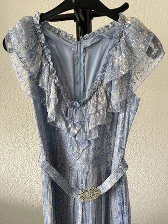 Blue silk dress bespoke (tailor made)