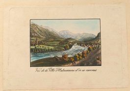Unterseen altkolorierte  Aquatinta um 1830